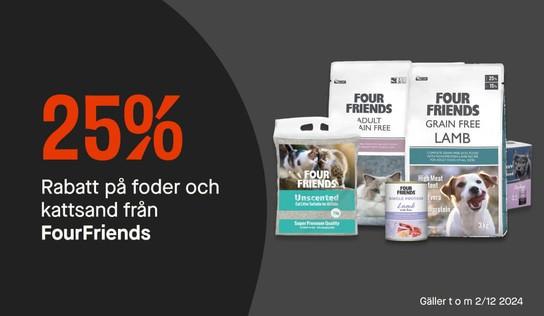 25 % rabatt på foder och kattsand från FourFriends