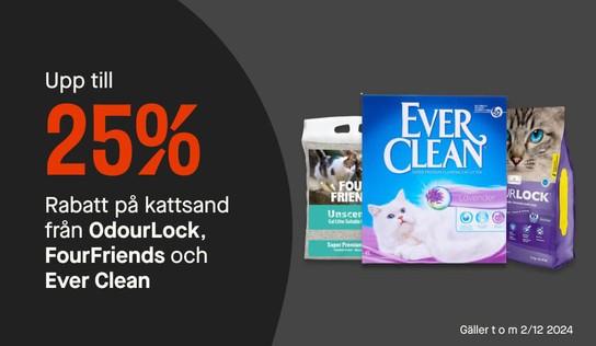 Upp till 25 % rabatt på kattsand från utvalda märken