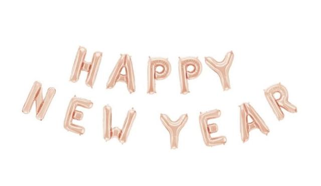Roséguld Happy New Year Ballonggirland