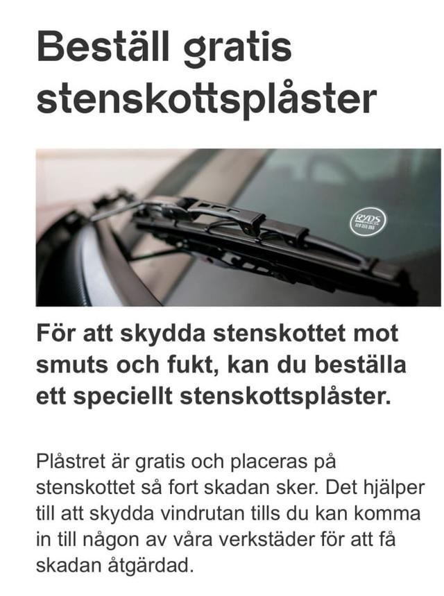 Gratis stenskottsplåster från Ryds Bilglas