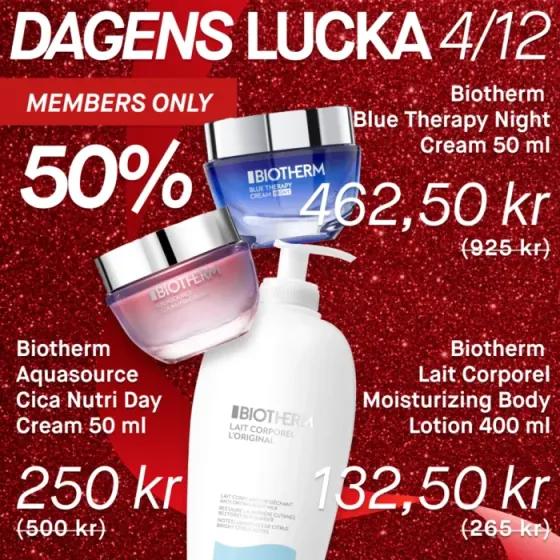 Lucka 4: 50 % på utvalda Biotherm-produkter