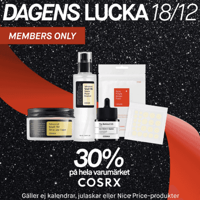 Lucka 18: 30 % på alla COSRX-produkter hos KICKS