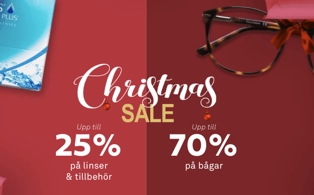 Julrea: Upp till 25 % på linser & 70 % på bågar hos Lensway
