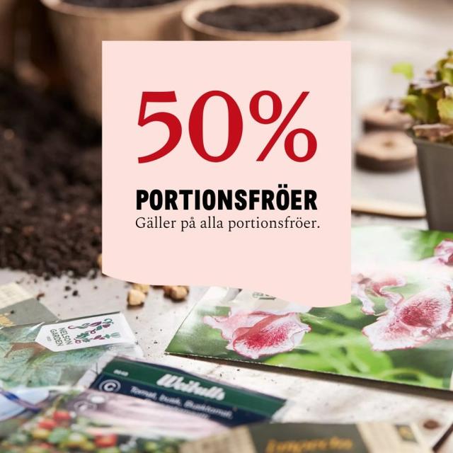 50 % rabatt på alla portionsfröer hos Blomsterlandet