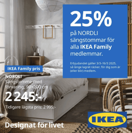 25 % på NORDLI sängstommar för IKEA Family-medlemmar