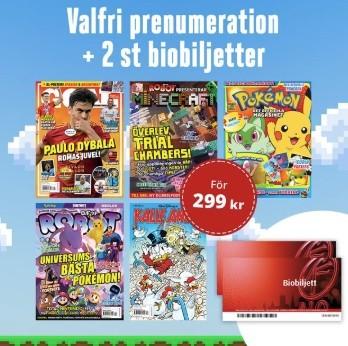 Valfri prenumeration + 2 biobiljetter för 299 kr