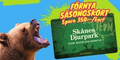 Skånes Djurpark - förnya säsongskortet och få 35% rabatt