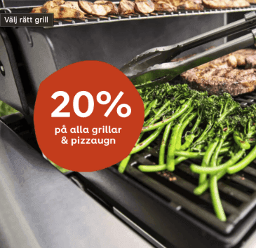 20 % på alla grillar och pizzaugnar hos Plantagen
