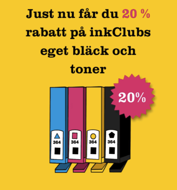 Just nu får du 20 % rabatt på inkClubs eget bläck och toner