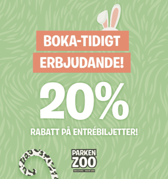 20 % boka-tidigt-rabatt på Parken Zoo i Eskilstuna
