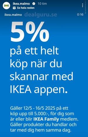 IKEA Malmö - 5% rabatt på ditt köp 12-16 maj