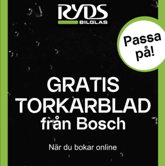 Gratis torkarblad när du bokar tid online hos Ryds Bilglas