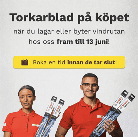 Gratis Bosch torkarblad vid byte av ruta hos Carglass