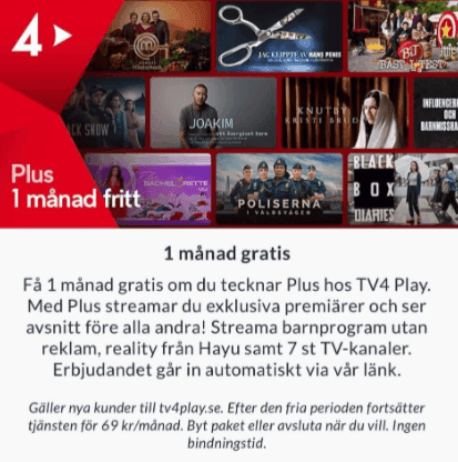 TV4 Play - Få 1 månad gratis