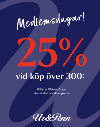 Ur&Penn - 25% rabatt vid köp över 300 kr